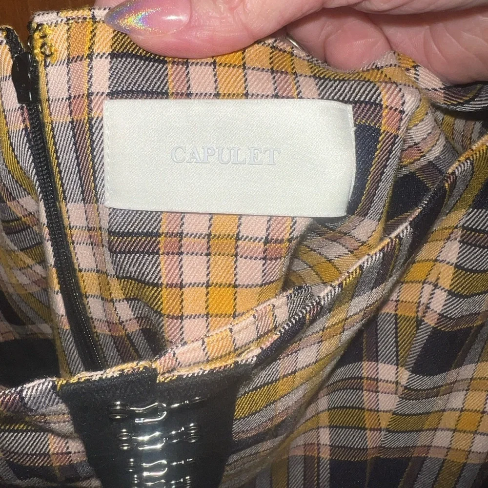 Capulet Lera Yellow Dixon Plaid Short Sleeve Mini Dress Size S - Picture 5 of 6